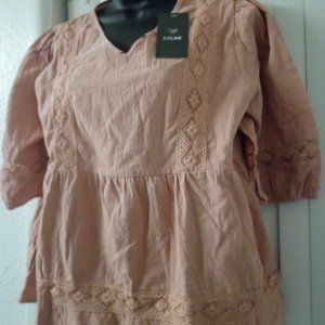 NWT C. Cline Pink Lace Detailed Blouse